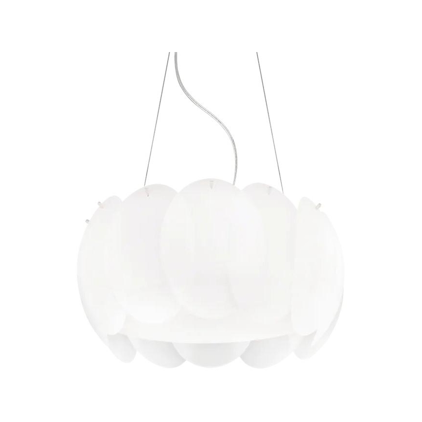 Ideal Lux - Závesné svietidlo OVALINO na lankách 5xE27/60W/230V pr. 44 cm biela