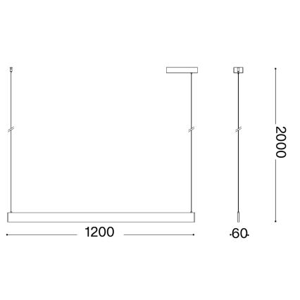 Ideal Lux - Závesný LED luster na lankách DESK ACCENT LED/36W/230V CRI 90 120 cm čierny