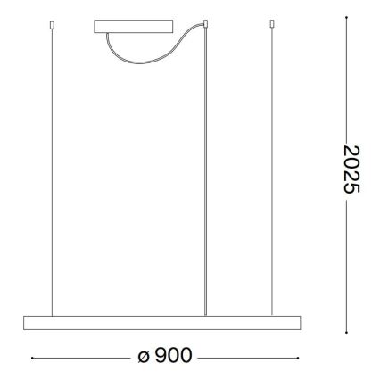 Ideal Lux - Závesný LED luster ORACLE SLIM na lanku LED/53W/230V 2700K CRI 90 pr. 90 cm čierny