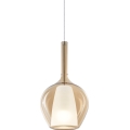 Ideal Lux - Závesný luster na lanku KALIQUE 1xE27/42W/230V pr. 18 cm dymovo-béžová