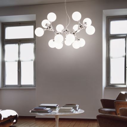 Ideal Lux - Závesný luster na lanku NODI 15xE14/28W/230V pr. 105 cm lesklý chróm/biela