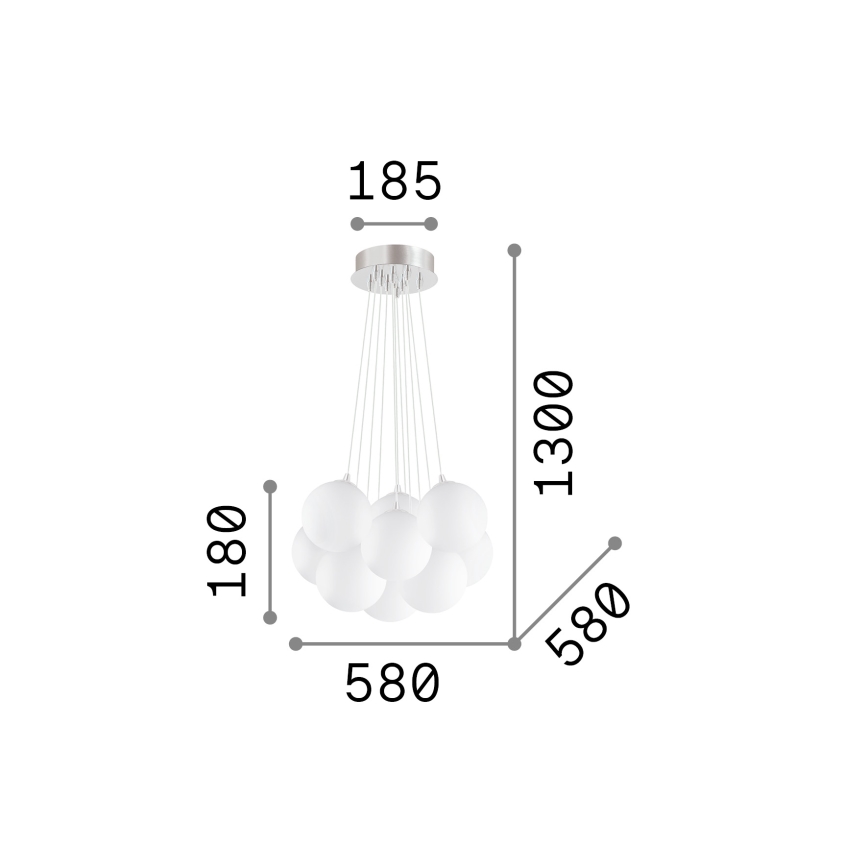 Ideal Lux - Závesný luster s lankom MAPA 11xE14/40W/230V pr. 58 cm biela