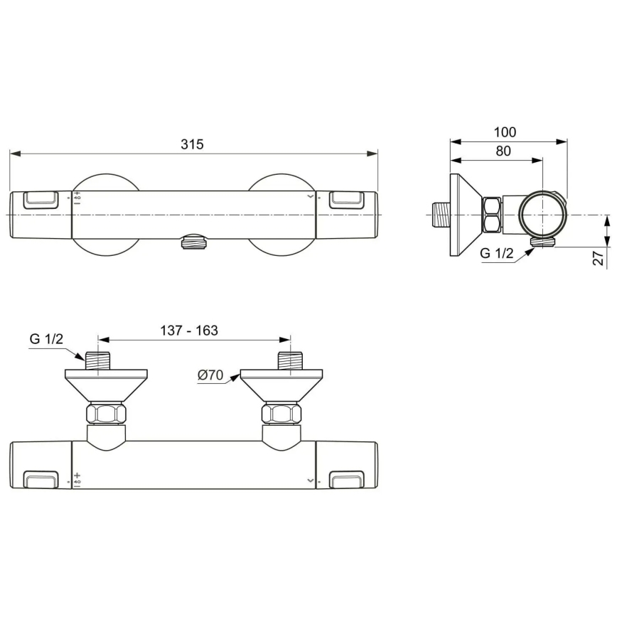 Ideal Standard A7201AA - Termostatická sprchová batéria CERATHERM T25 lesklý chróm