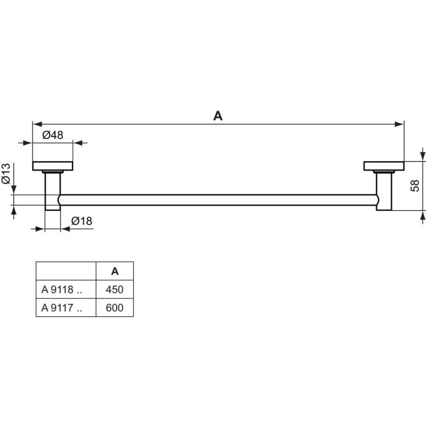 Ideal Standard A9117AA - Nástenný vešiak na uteráky IOM 60 cm lesklý chróm