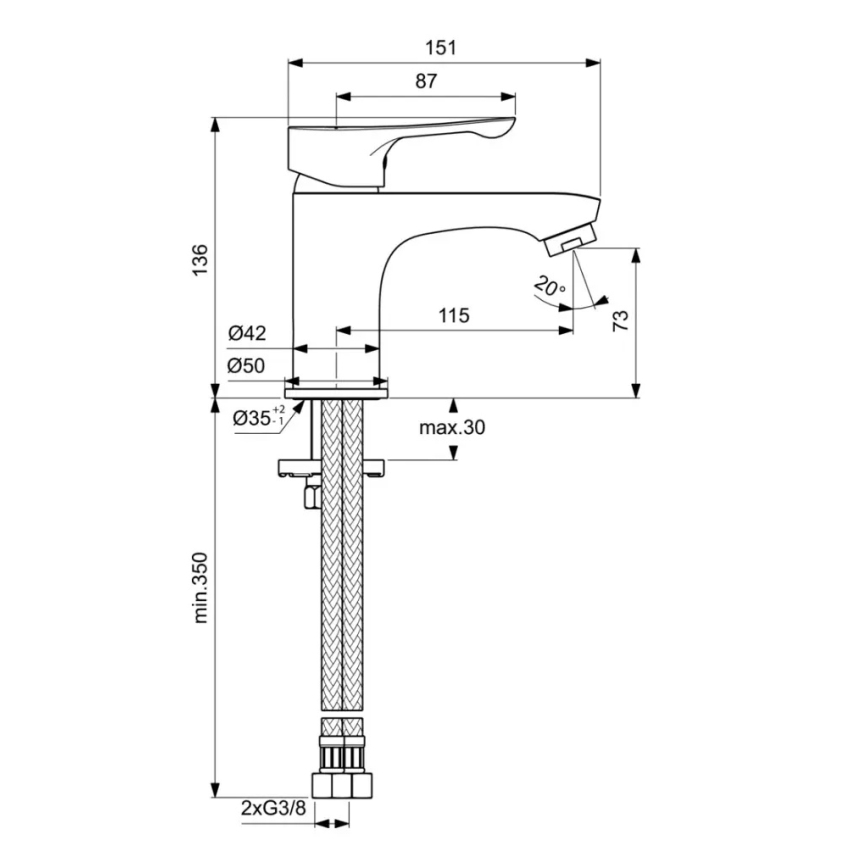 Ideal Standard BC552AA - Umývadlová batéria ALPHA 13,6 cm lesklý chróm
