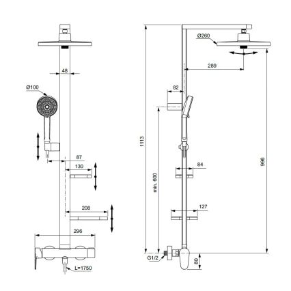 Ideal Standard BD584XG - Sprchová súprava s batériou CERAFLOW ALU+ matná čierna