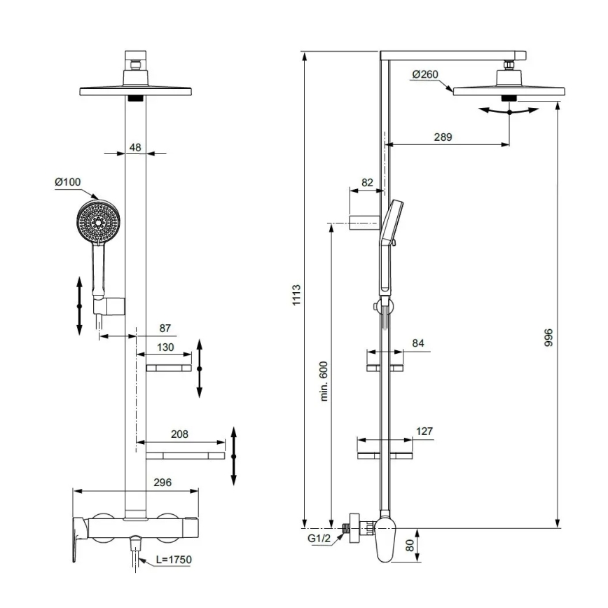 Ideal Standard BD584XG - Sprchová súprava s batériou CERAFLOW ALU+ matná čierna