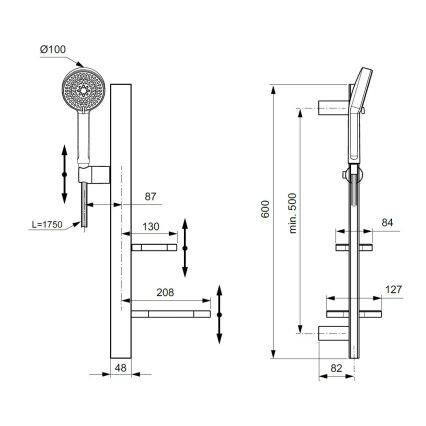 Ideal Standard BD586XG - Sprchová súprava IDEALRAIN ALU+ v matnej čiernej