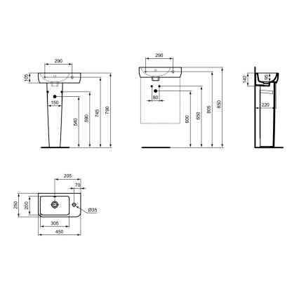 Ideal Standard T458601 -  Závesné umývadlo I.LIFE S 45x25 cm keramika/biela