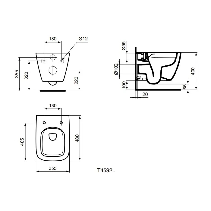 Ideal Standard T459201 - Závesné WC Rimless I.LIFE S keramika/biela
