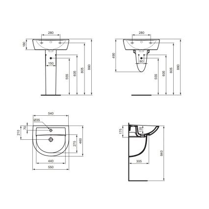 Ideal Standard W332601 - Závesné umývadlo EUROVIT 55x46 cm keramika/biela