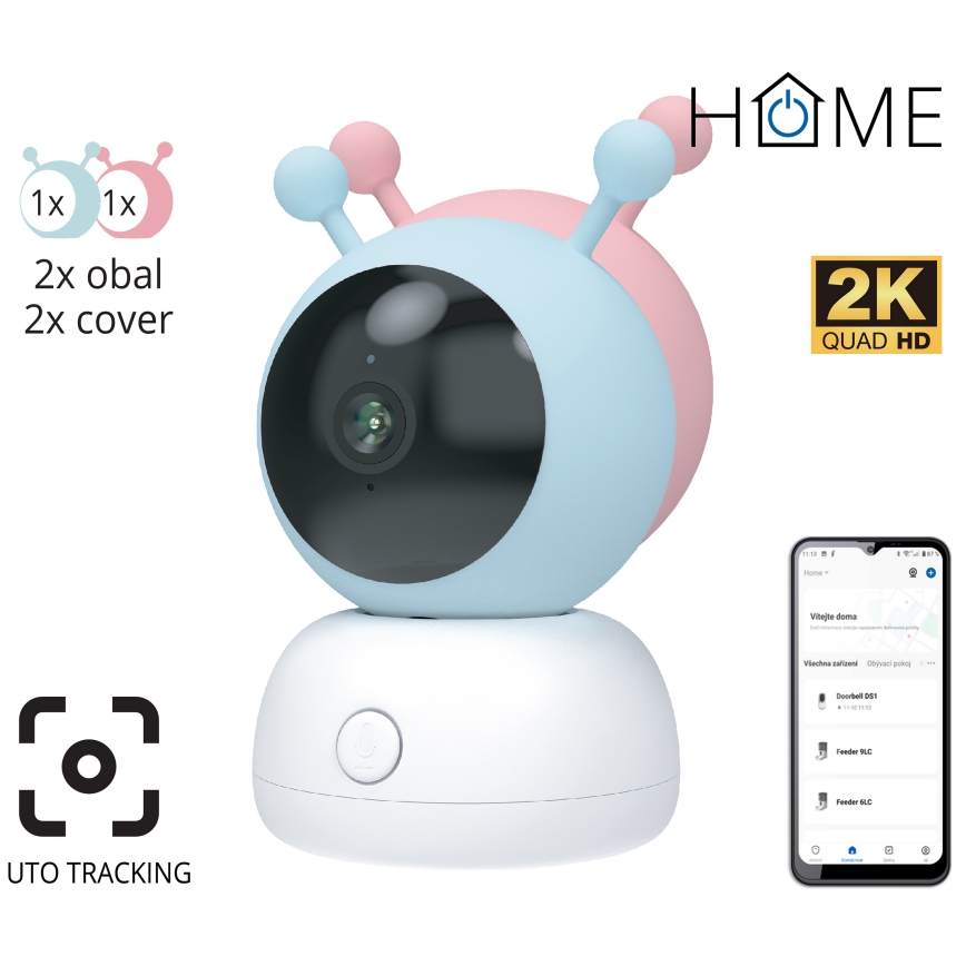 Inteligentný detský monitor s pohybovým senzorom 2K 5V Wi‑Fi Tuya ružový/modrý