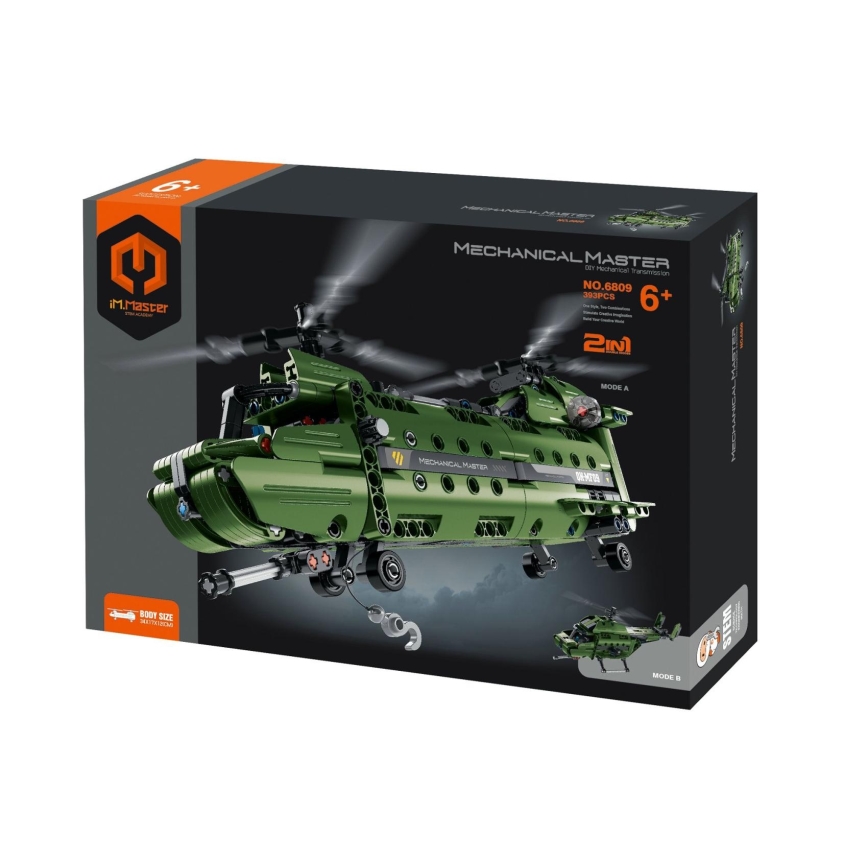 iM.Master - Stavebnica vrtuľníka s mechanickým pohonom 2v1, 393 dielikov