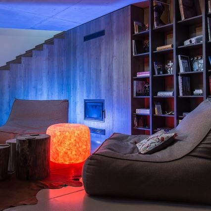 LED Nafukovací taburet s diaľkovým ovládačom LED/5V/60cm