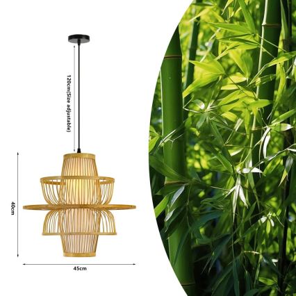 Luster na lanku PINCHOS 1xE27/40W/230V pr. 45 cm bambus