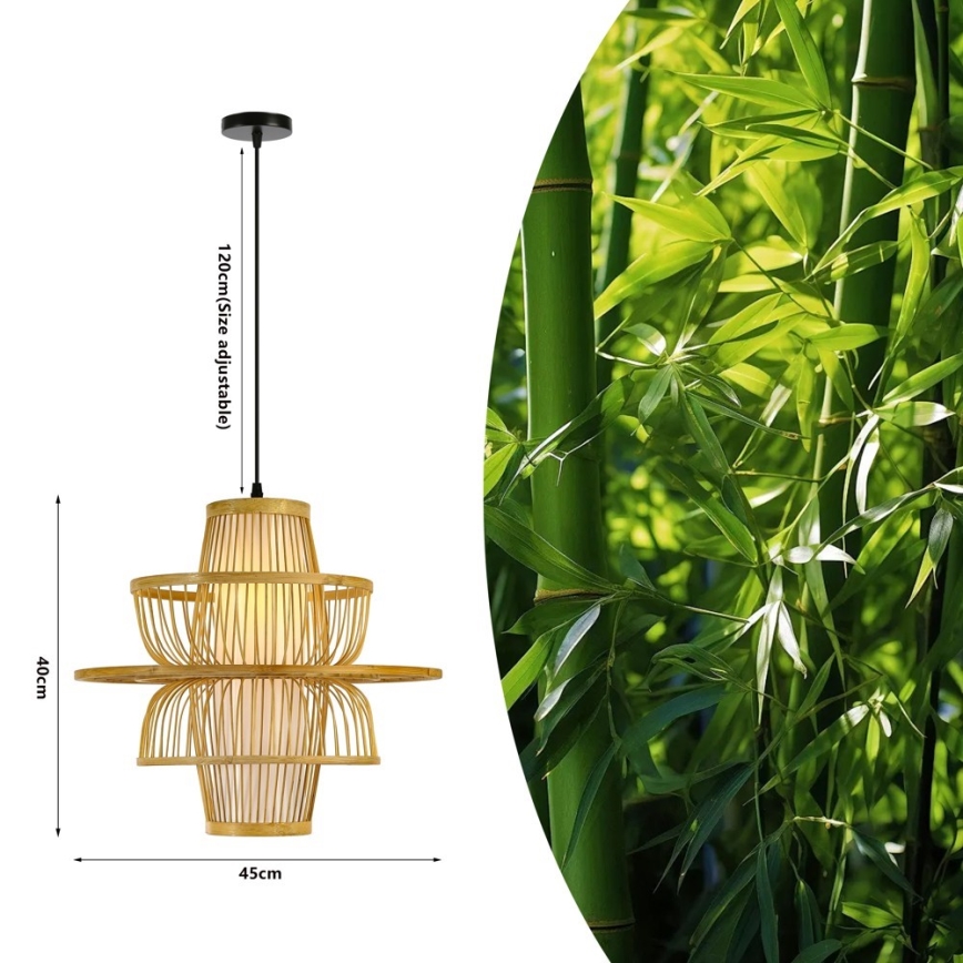 Luster na lanku PINCHOS 1xE27/40W/230V pr. 45 cm bambus