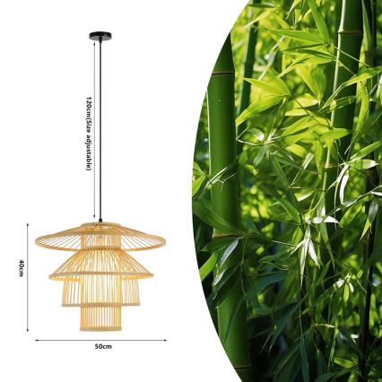 Luster na lanku PINCHOS 1xE27/40W/230V pr. 50 cm bambus