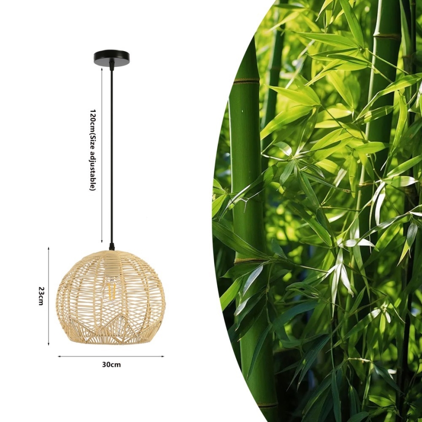 Luster na lanku PELO 1xE27/40W/230V pr. 30 cm ratan