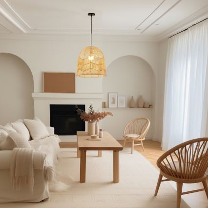 Luster na lanku PELO 1xE27/40W/230V pr. 50 cm ratan