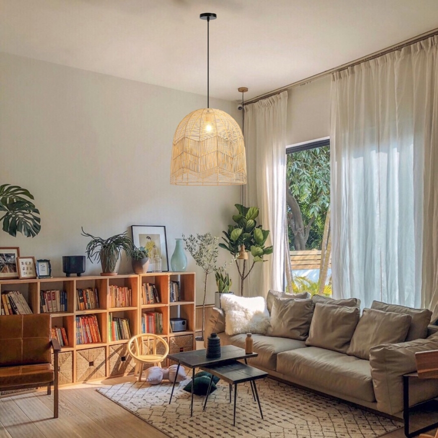 Luster na lanku PELO 1xE27/40W/230V pr. 50 cm ratan