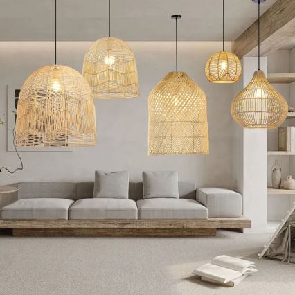 Luster na lanku PELO 1xE27/40W/230V pr. 50 cm ratan