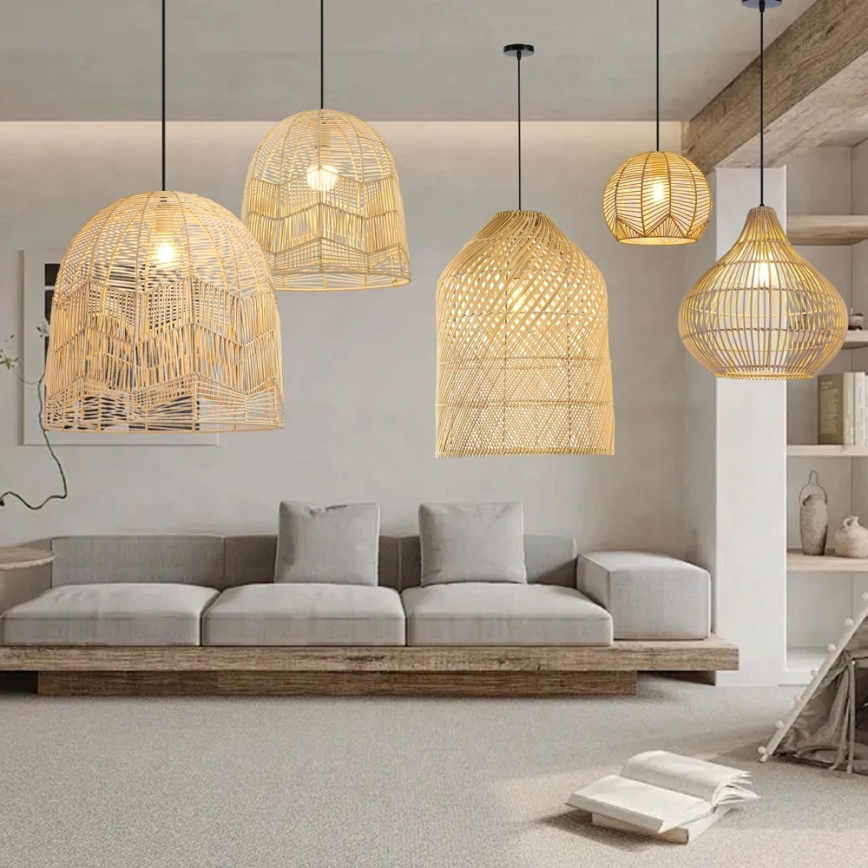 Luster na lanku PELO 1xE27/40W/230V pr. 50 cm ratan