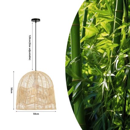 Luster na lanku PELO 1xE27/40W/230V pr. 50 cm ratan
