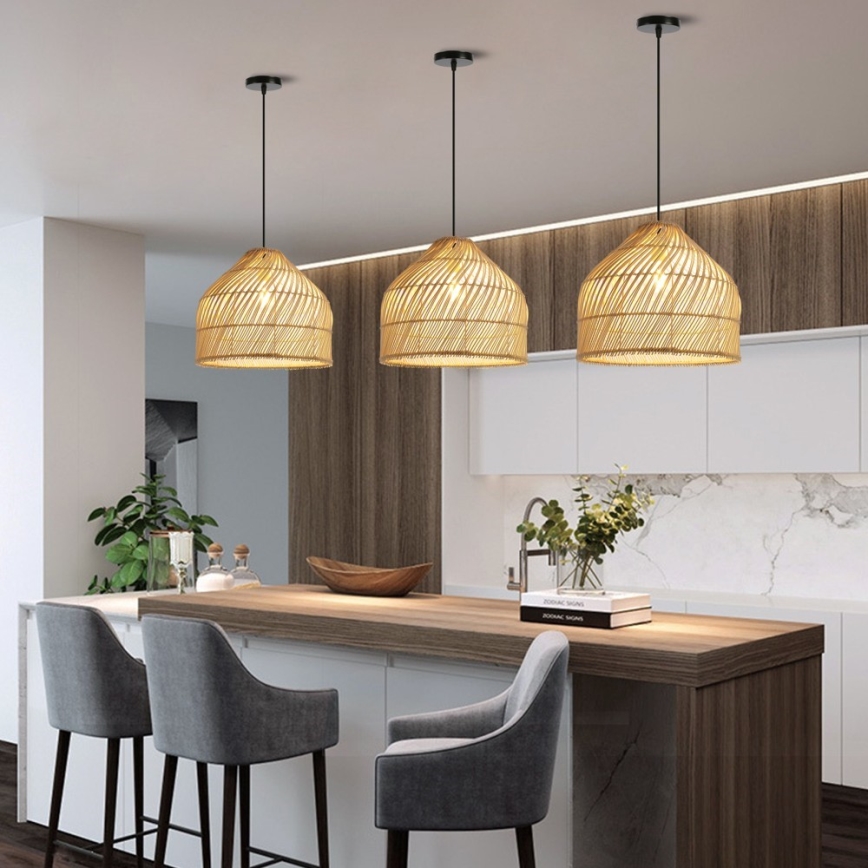 Luster na lanku PELO 1xE27/40W/230V pr. 40 cm ratan