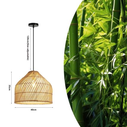 Luster na lanku PELO 1xE27/40W/230V pr. 40 cm ratan