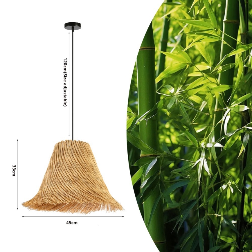 Luster na lanku NATURALEZA 1xE27/40W/230V pr. 45 cm ratan