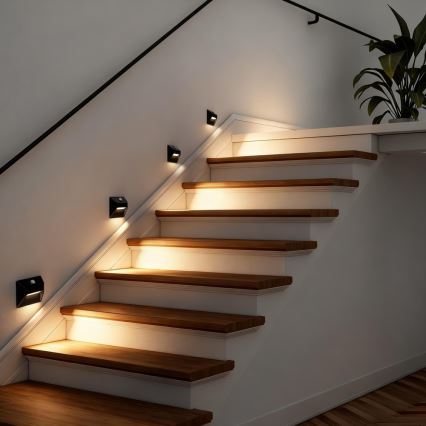 Immax 08307L - LED nabíjateľné schodiskové svietidlo so senzorom STEP LIGHT LED/0,3W/3,7V 2200 mAh IP53 čierna