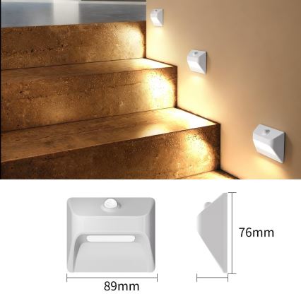 Immax 08308L - LED nabíjacie schodiskové svietidlo so senzorom STEP LIGHT LED/0,3W/3,7V 2200 mAh IP53 biela