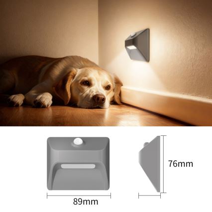 Immax 08309L - Nabíjateľné LED schodiskové svietidlo so senzorom STEP LIGHT LED/0,3W/3,7V 2200 mAh IP53 sivé