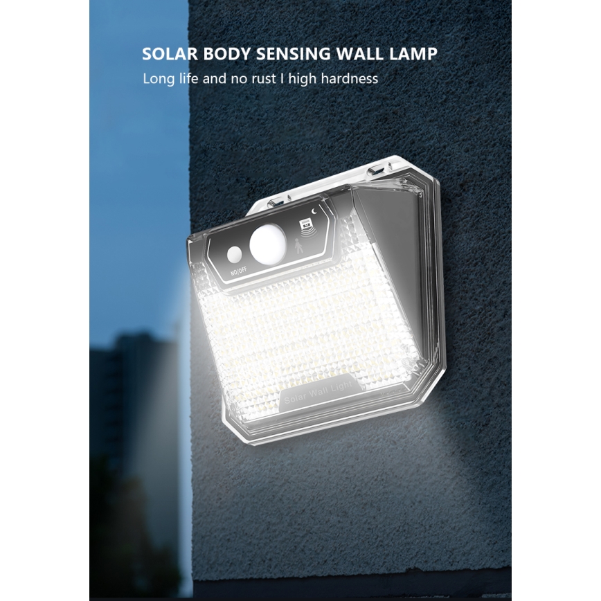 LED Solárne nástenné svietidlo so senzorom LED/3W/5,5V IP65 1200 mAh