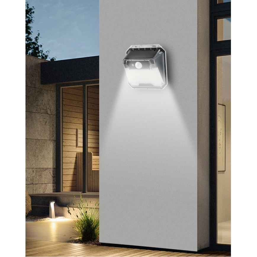LED Solárne nástenné svietidlo so senzorom LED/3W/5,5V IP65 1200 mAh