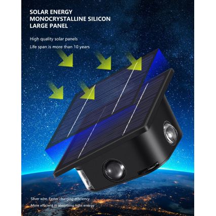 LED Solárne nástenné svietidlo so senzorom LED/2W/5V IP54