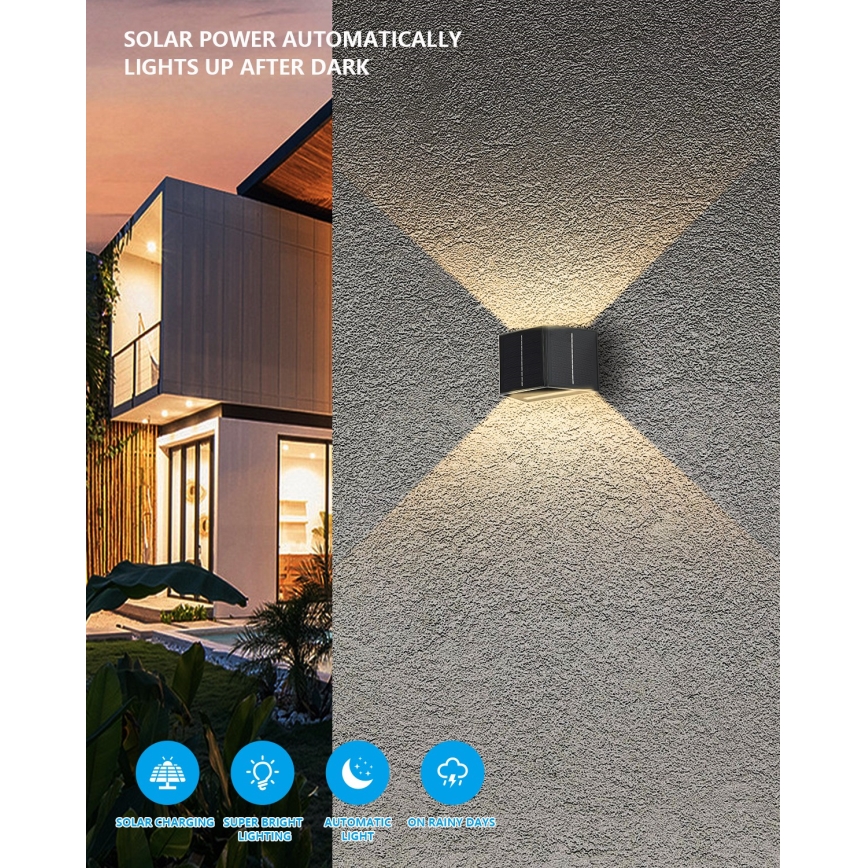 LED Solárne nástenné svietidlo so senzorom LED/2W/5V IP54 1300 mAh