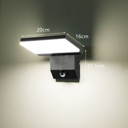 LED vonkajšie nástenné svietidlo so senzorom MODERN LED/18W/230V IP65
