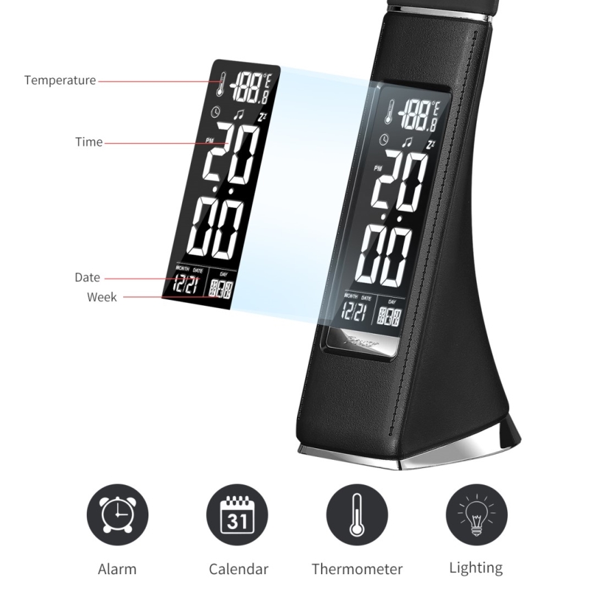 LED Stmievateľná stolná lampa s displejom LEATHER LED/7W/230V čierna