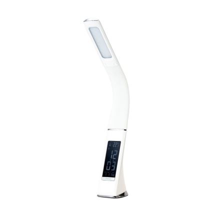 LED Stmievateľná stolná lampa s displejom LEATHER LED/7W/230V biela