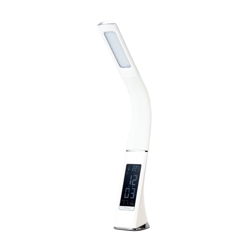 LED Stmievateľná stolná lampa s displejom LEATHER LED/7W/230V biela