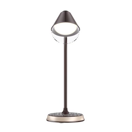 LED Stmievateľná stolná lampa s bezdrôtovým nabíjaním FINCH LED/9W/12/230V hnedá/zlatá