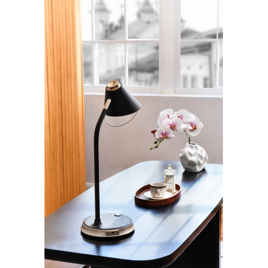 LED Stmievateľná stolná lampa s bezdrôtovým nabíjaním FINCH LED/9W/12/230V šedá/lesklý chróm