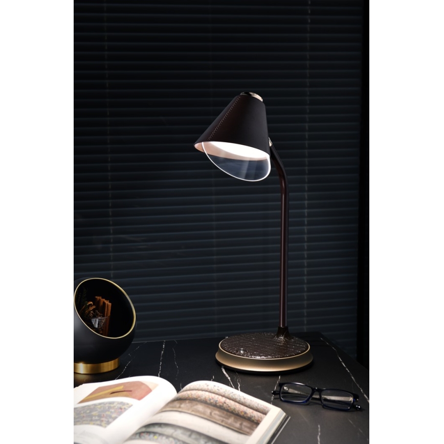 LED Stmievateľná stolná lampa s bezdrôtovým nabíjaním FINCH LED/9W/12/230V šedá/lesklý chróm