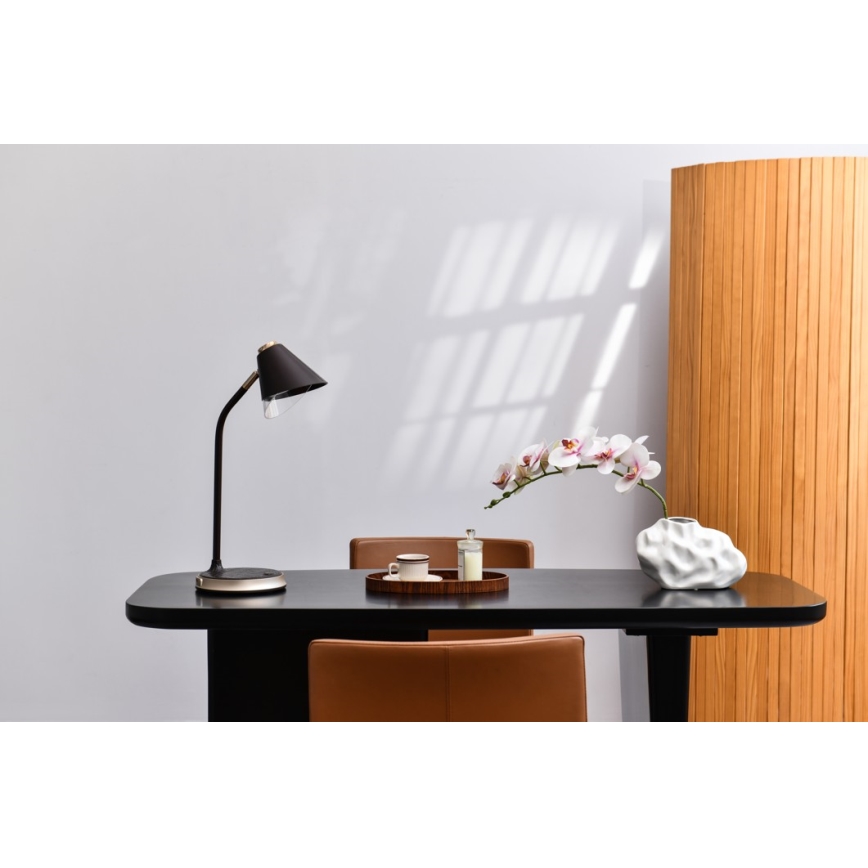 LED Stmievateľná stolná lampa s bezdrôtovým nabíjaním FINCH LED/9W/12/230V šedá/lesklý chróm