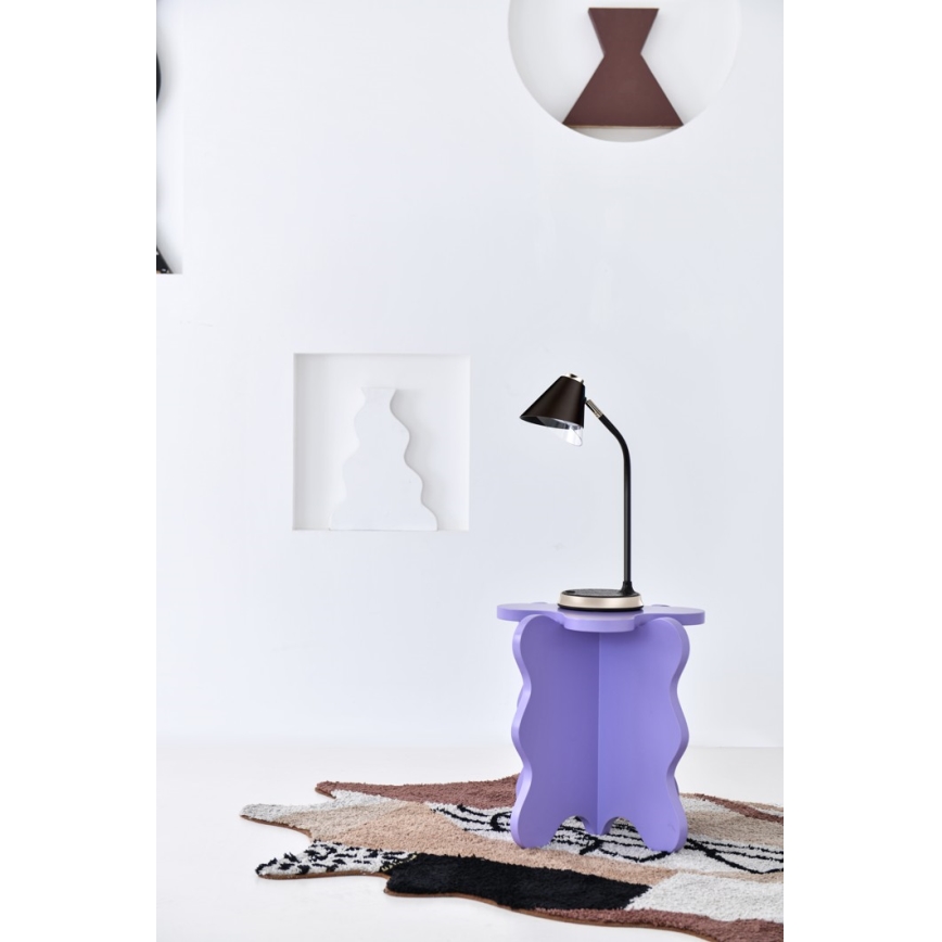 LED Stmievateľná stolná lampa s bezdrôtovým nabíjaním FINCH LED/9W/12/230V šedá/lesklý chróm