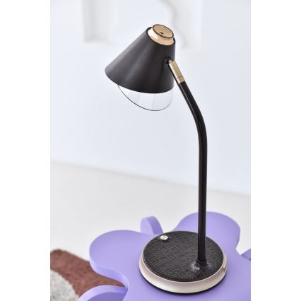 LED Stmievateľná stolná lampa s bezdrôtovým nabíjaním FINCH LED/9W/12/230V šedá/lesklý chróm