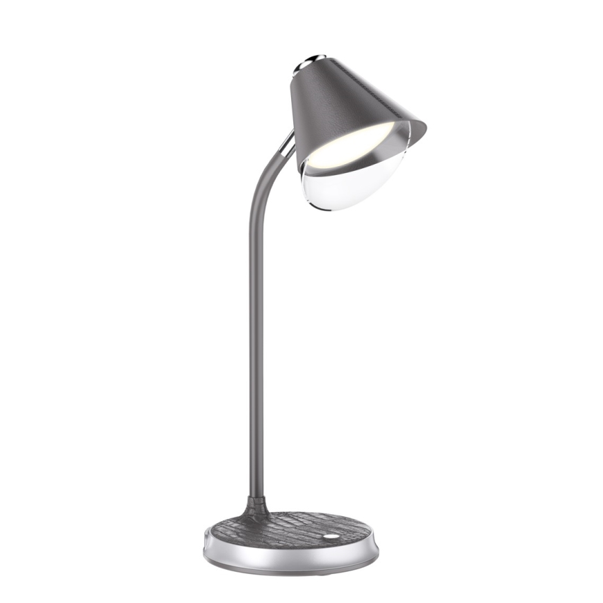 LED Stmievateľná stolná lampa s bezdrôtovým nabíjaním FINCH LED/9W/12/230V šedá/lesklý chróm