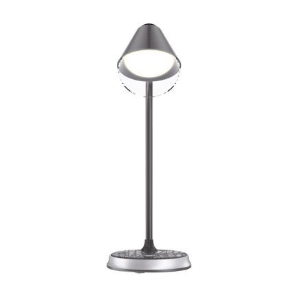 LED Stmievateľná stolná lampa s bezdrôtovým nabíjaním FINCH LED/9W/12/230V šedá/lesklý chróm