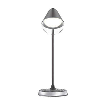 LED Stmievateľná stolná lampa s bezdrôtovým nabíjaním FINCH LED/9W/12/230V šedá/chróm